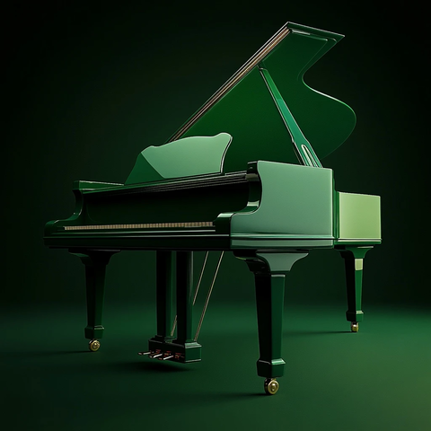 亮钢琴绿调暗背景摄影