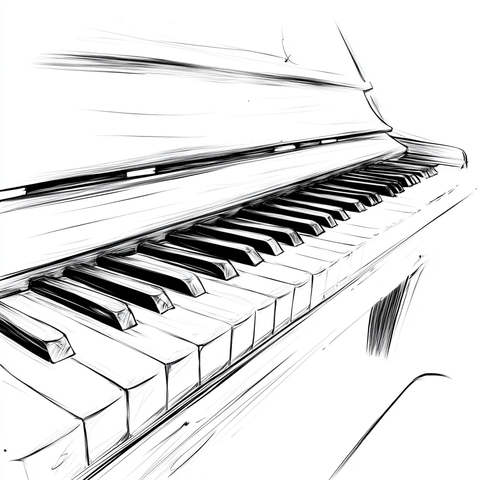 钢琴键盘线稿插画