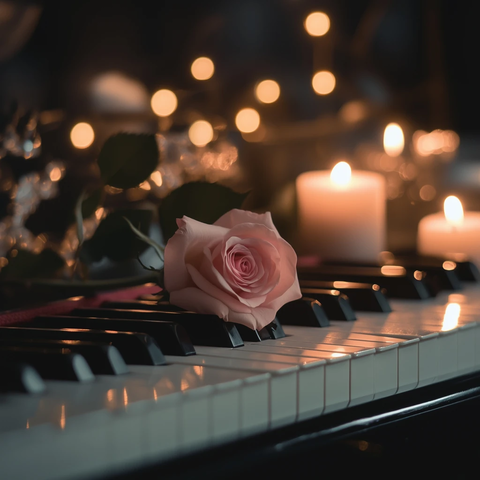 粉色玫瑰钢琴蜡烛