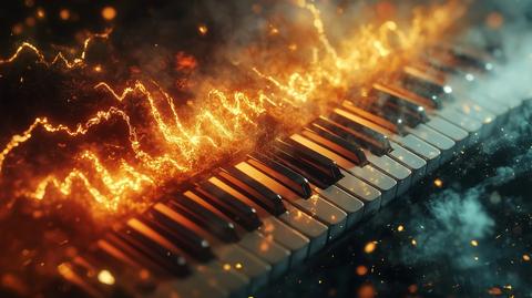 复古键盘彩色烟雾声波