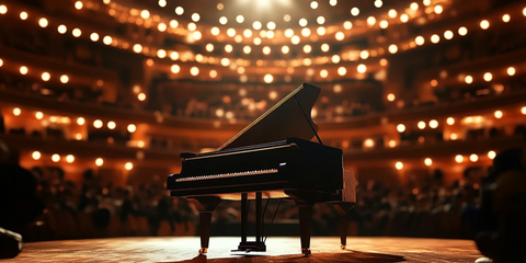 舞台钢琴演奏背景模糊