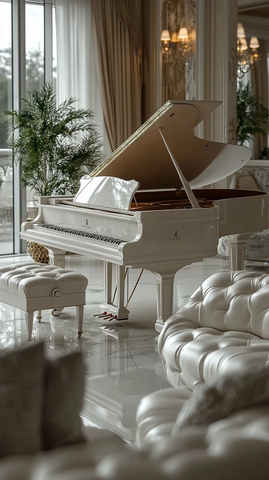 白色钢琴客厅设计