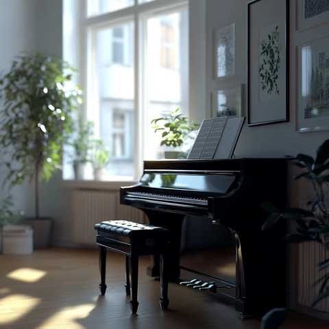 黑色钢琴房间实拍