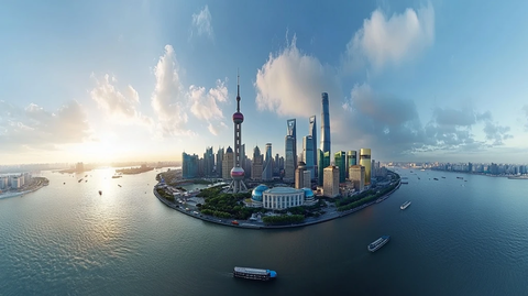 上海外滩全景鸟瞰图