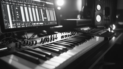 音乐录音棚黑色调工作区