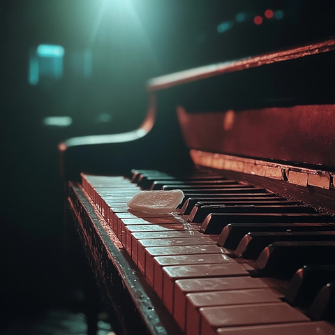 钢琴上粘着一块口香糖