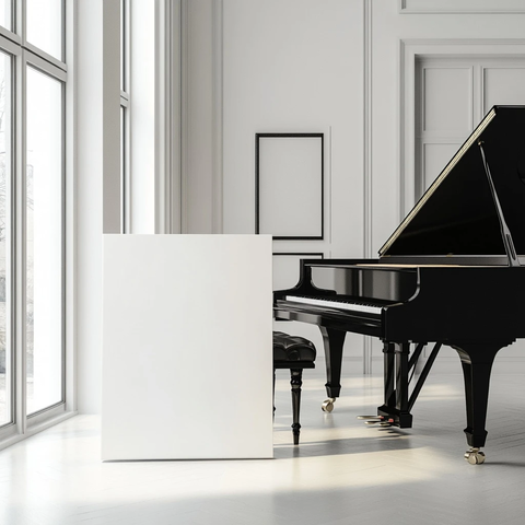 钢琴旁的空白画布