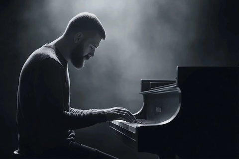 钢琴家双手弹奏老钢琴