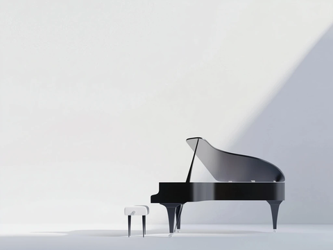 钢琴侧面与琴凳白底图