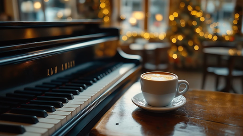 咖啡杯与钢琴的冬日邂逅