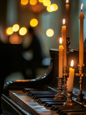 烛光琴键与宫廷烛台