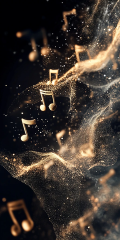 光粒音符与纯黑背景