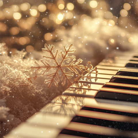 冬季雪景中的音乐祝福