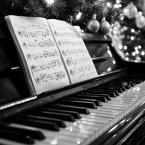 圣诞乐谱钢琴黑白