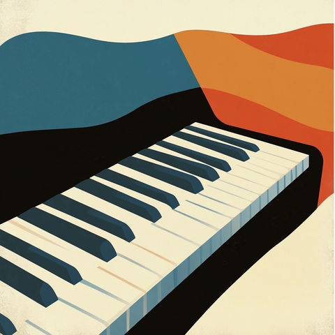 几何图形爵士钢琴海报