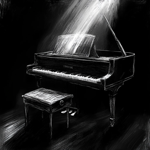 钢琴阴影黑白电影风格