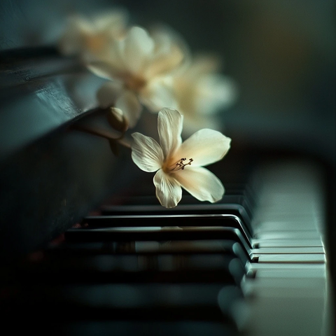 钢琴静谧微距摄影