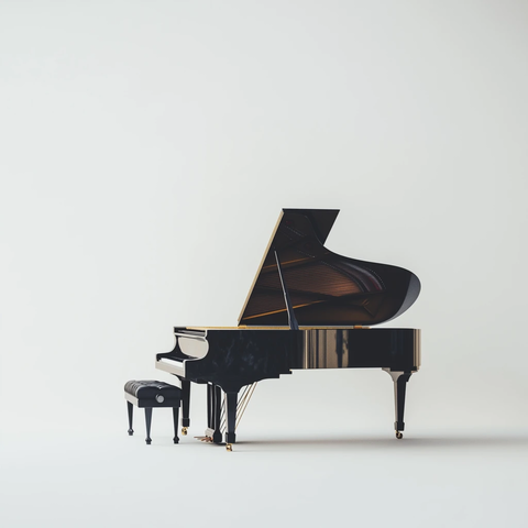 白色背景单个钢琴侧面