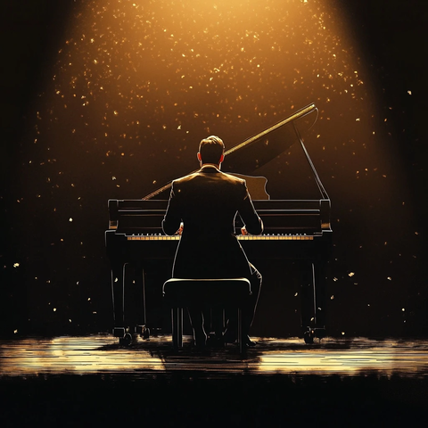 钢琴家舞台演奏实景