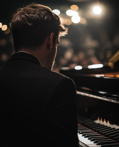 钢琴手背影与键盘特写