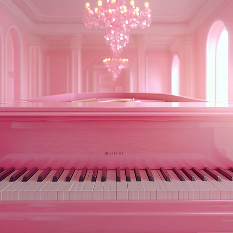 粉色环境钢琴特写