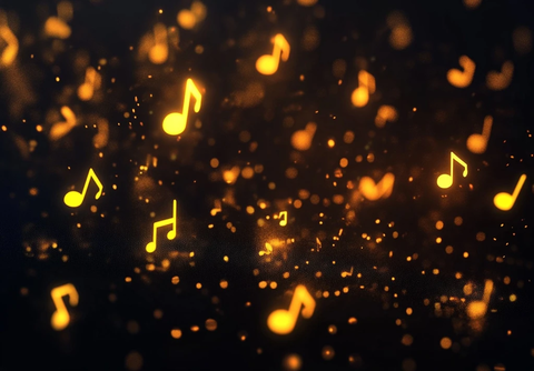 黑色背景荧光音符