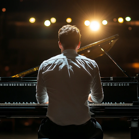 钢琴演奏背影艺术感