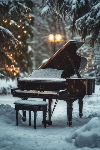 雪覆盖的钢琴