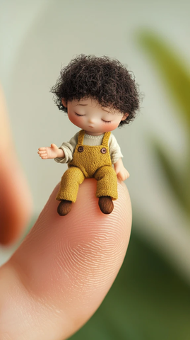 婴儿坐拇指眺望远方