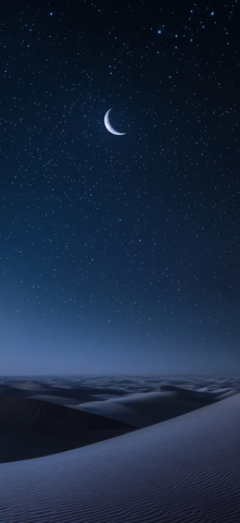 半月星空沙漠景观