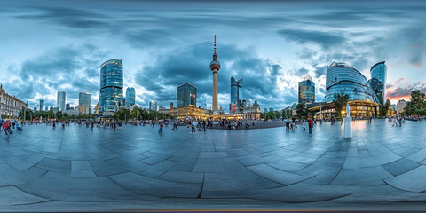 全景视角下的现代化都市广场