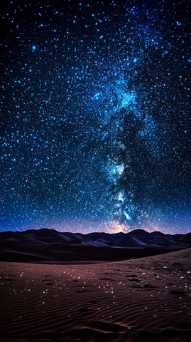 夜空闪烁彩色沙漠