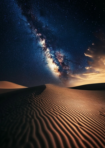 沙漠星光反射镜像夜空