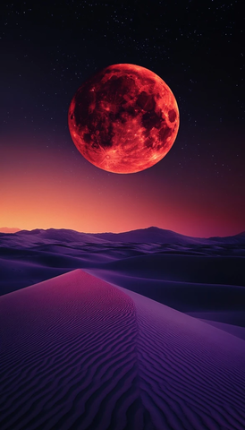 红月紫沙丘三角夜空