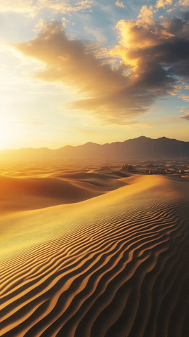 沙漠沙丘远山古迹