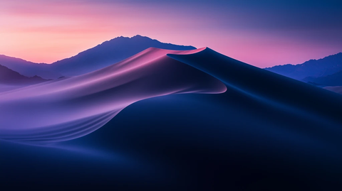 沙丘夕照雾霭朦胧