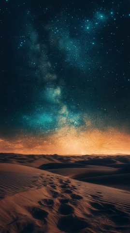 沙漠绿洲橙蓝星空