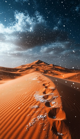 沙漠地面覆盖冰雹