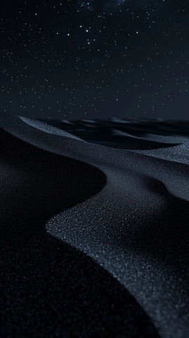 月光下黑沙丘的星夜