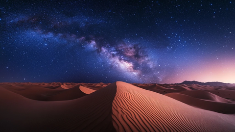 星夜沙漠与银河共舞