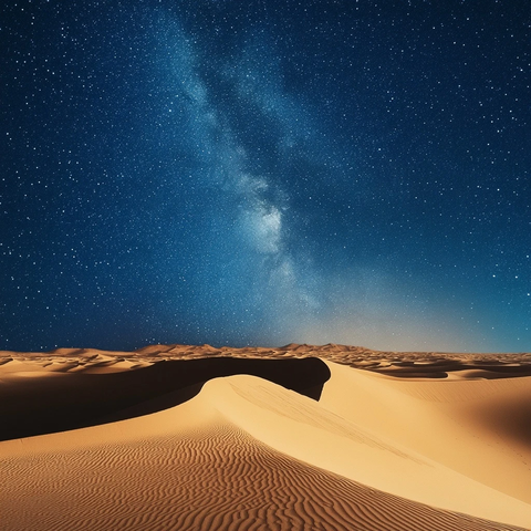 沙漠白昼与星空夜幕