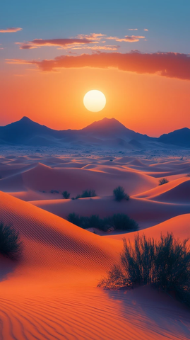 沙漠夕阳下的光影交错