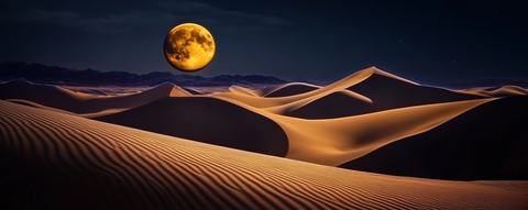 黄月沙海星光映照月球纹理