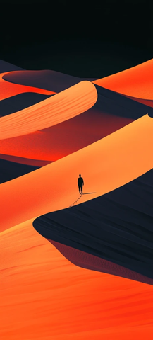 沙漠沙丘与独行者