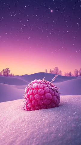 粉色覆盆子置于雪白沙丘