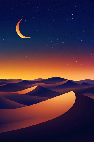 沙漠沙丘月牙光影