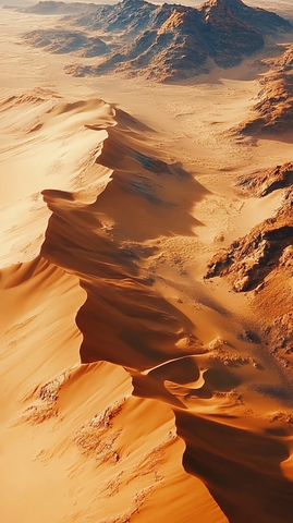 沙漠沙丘与山脉交汇