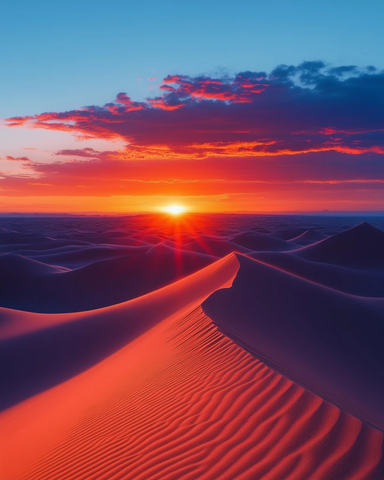 沙丘与日落红霞