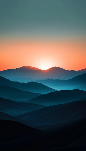 沙漠日落山脉剪影