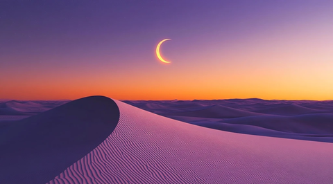 月牙沙丘夜色简笔画